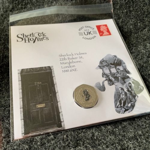 Sherlock Holmes 50p Decal Uncirculated Coin and Stamp Cover