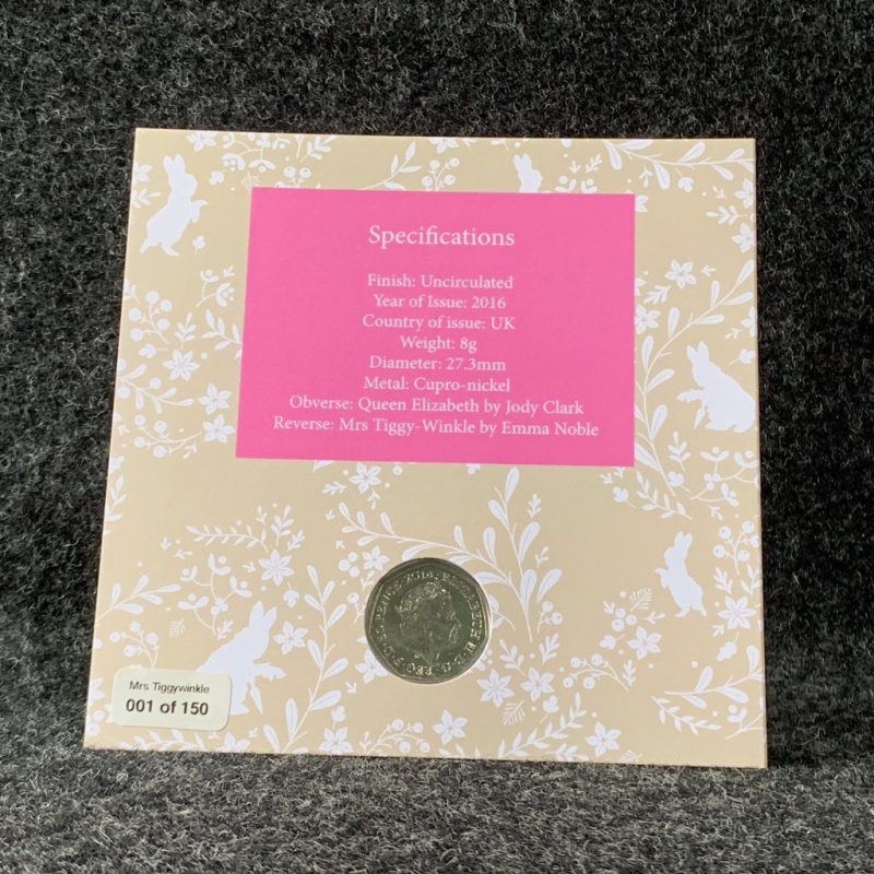 Mrs Tiggywinkle 50p Coin, Beatrix Potter Coin Collection 2016 - Image 2