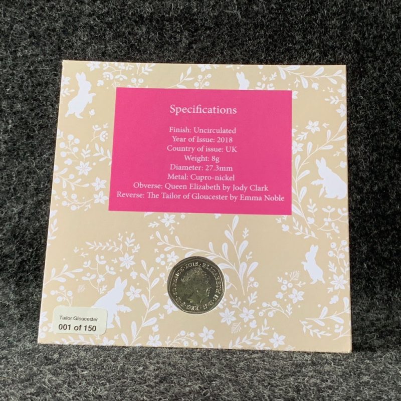Tailor of Gloucester 50p Coin, Beatrix Potter Coin Collection 2018 - Image 2