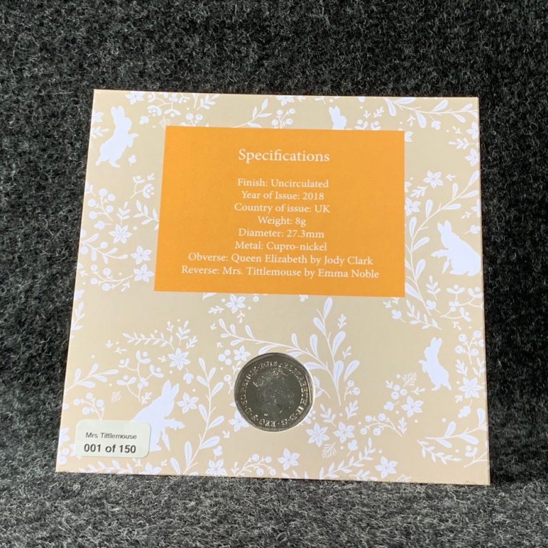 Mrs Tittlemouse 50p Coin, Beatrix Potter Coin Collection 2018 - Image 2