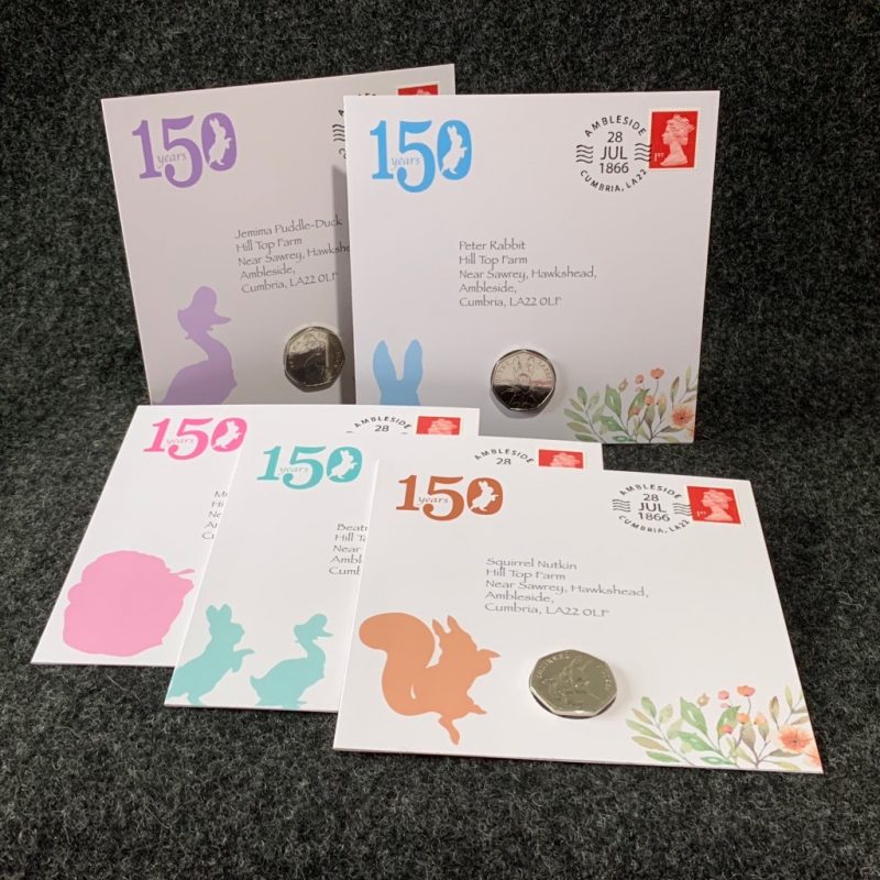 Beatrix Potter 2016 Collection 50p Coins and Stamp Presentation Packs