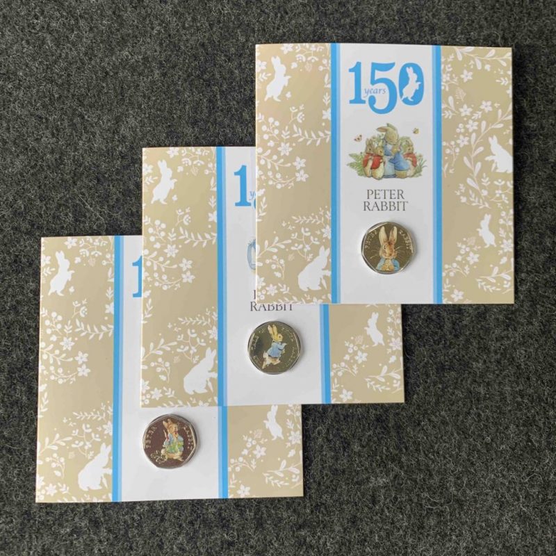 Peter Rabbit 2016, 2017 and 2018 Coloured 50p Royal Mint Coins