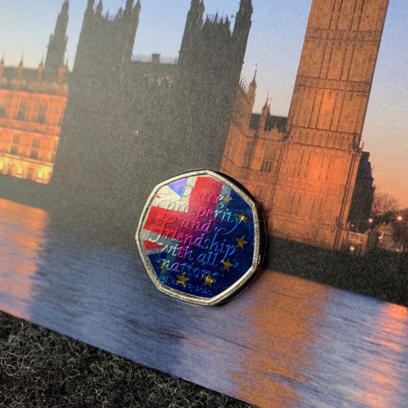 Brexit / Withdrawal from the European Union 2020 UK 50p Coloured Coin and Stamp Cover - Image 5