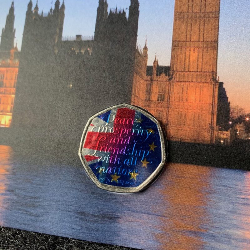 Brexit / Withdrawal from the European Union 2020 UK 50p Coloured Coin and Stamp Cover - Image 2