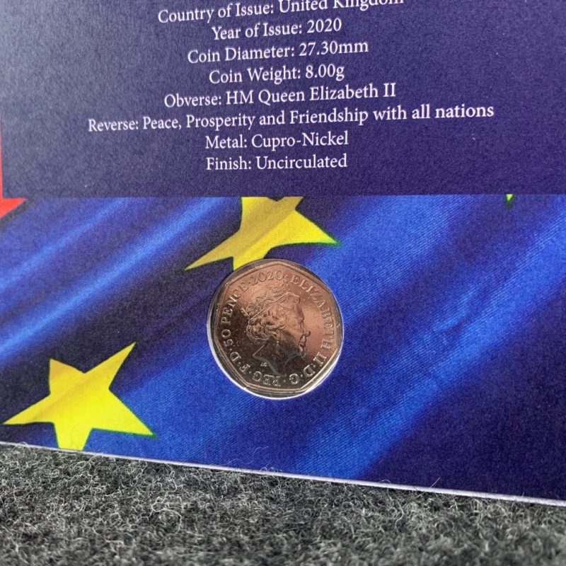 Brexit / Withdrawal from the European Union 2020 UK 50p Coloured Coin and Stamp Cover - Image 4