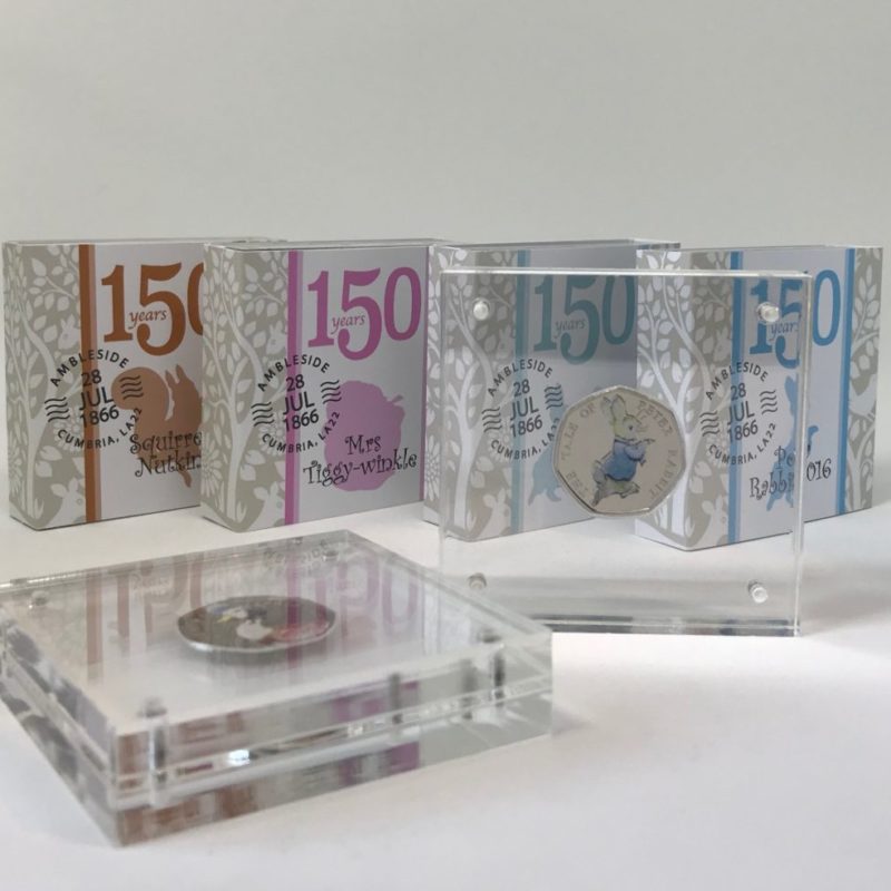 2016-2018 Beatrix Potter Peter Rabbit Collection 50p, Silver Proof Style Display (13 Coins)