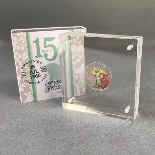 Jeremy Fisher 50p Coin Beatrix Potter, Silver Proof Style Display