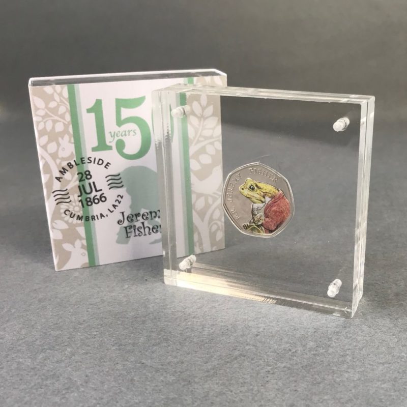 Jeremy Fisher 50p Coin Beatrix Potter, Silver Proof Style Display