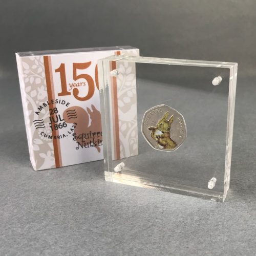 Squirrel Nutkin 50p Coin Beatrix Potter, Silver Proof Style Display