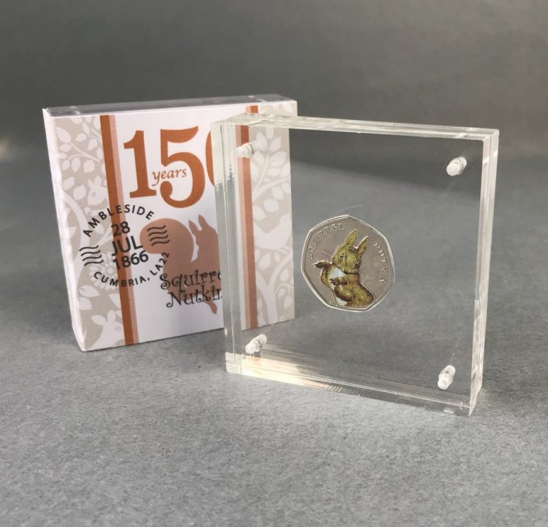 Squirrel Nutkin 50p Coin Beatrix Potter, Silver Proof Style Display