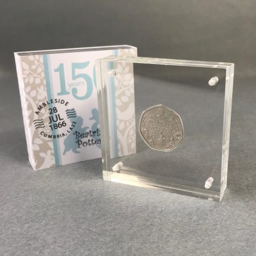 Beatrix Potter 150th Anniversary 50p Coin, Silver Proof Style Display