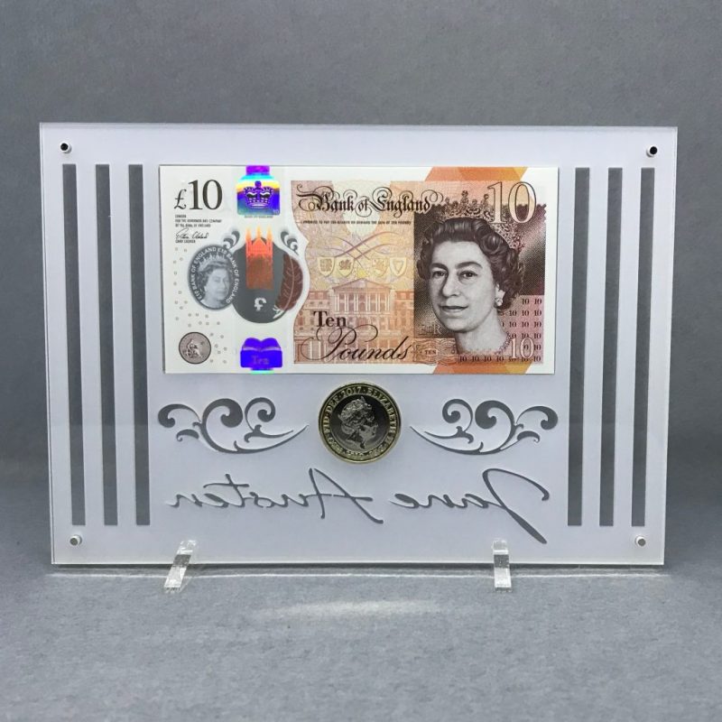 Jane Austen £10 note and £2 coin in Stunning Perspex Display - Image 5