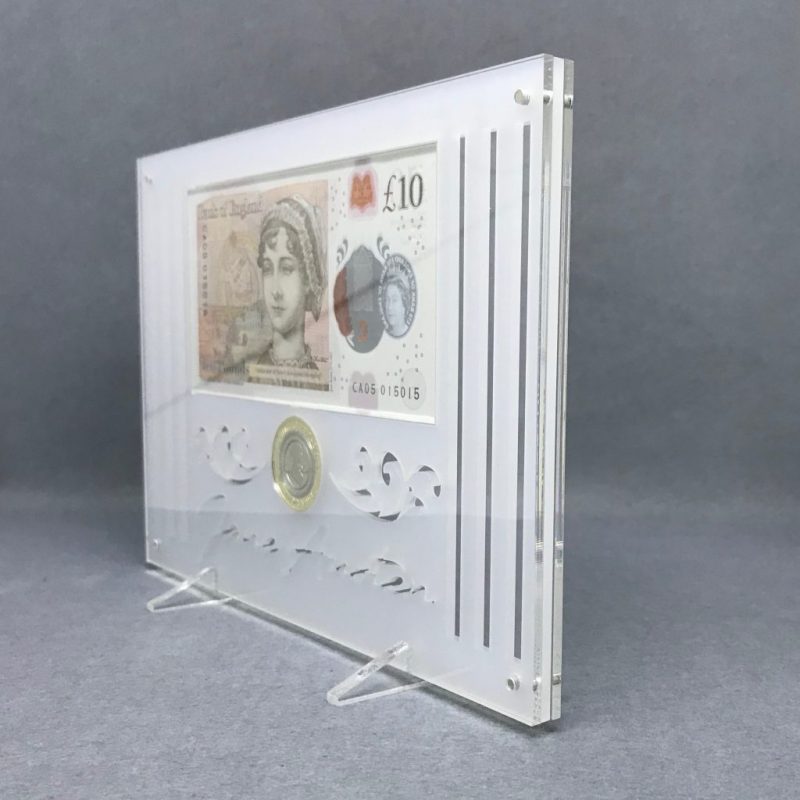 Jane Austen £10 note and £2 coin in Stunning Perspex Display - Image 4