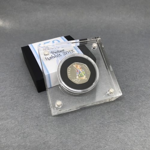 Peter Rabbit BU 50p Coin 2018 Beatrix Potter, Silver Proof Style Display