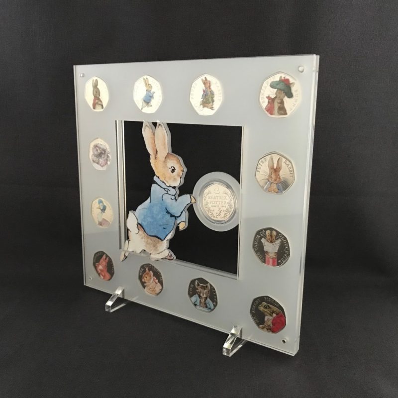 FREE Beatrix Potter Decal Stickers Complete Set + 13 Coin Peter Rabbit Acrylic Display