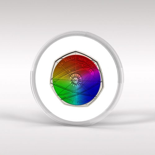 Sir Isaac Newton 50P Coin Uncirculated Coloured Decal