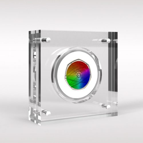 Sir Isaac Newton 50P Coin Uncirculated in Perspex Coin Display