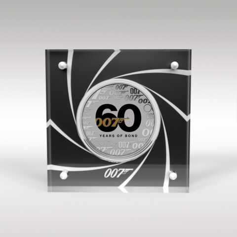 60 Years of James Bond Coin and Acrylic Display Case Holder