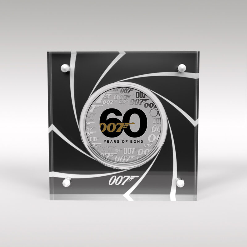 60 Years of James Bond Coin and Acrylic Display Case Holder