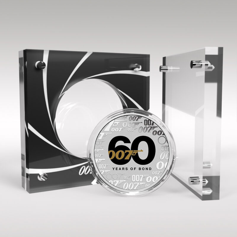 60 Years of James Bond Coin and Acrylic Display Case Holder - Image 2