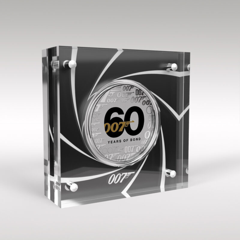 60 Years of James Bond Coin and Acrylic Display Case Holder - Image 3