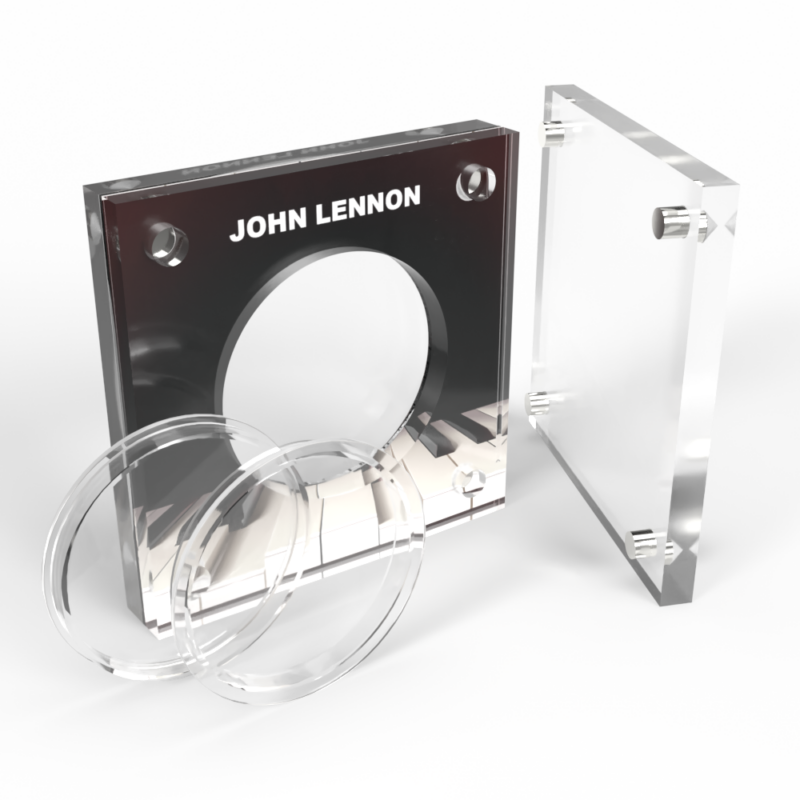 Clear acrylic record frame with piano keys design
