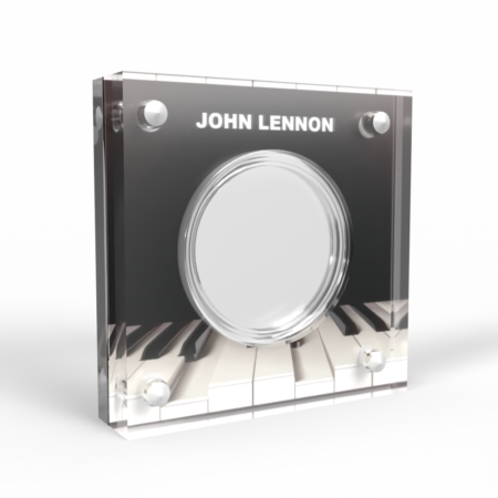 Acrylic block with piano keys and circular mirror