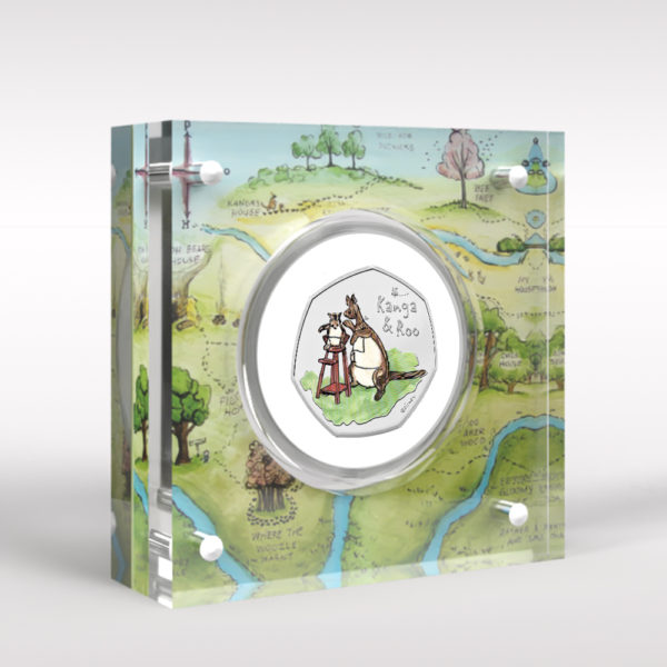 Kanga and Roo 50p Royal Mint Coin BU Coloured Decal Display