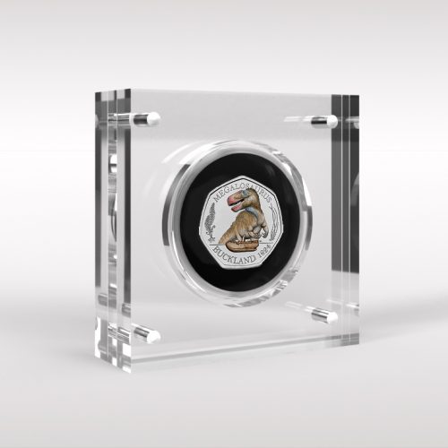 Megalosaurus BU 50p Coin Coloured Decal Perspex Display