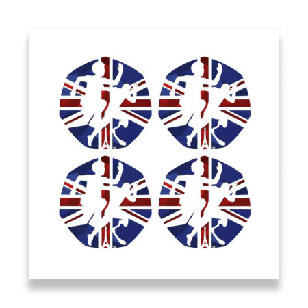 British flag pattern with silhouettes of dancers