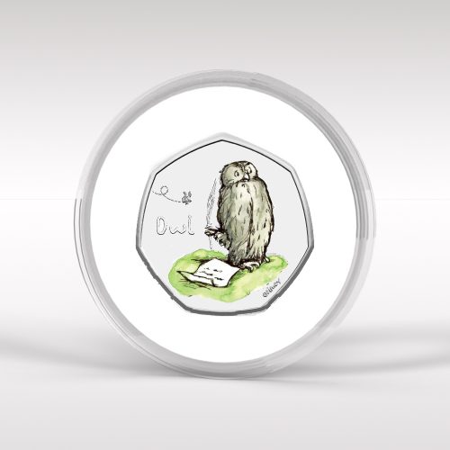 Owl 50p Royal Mint Coin BU Coloured Decal