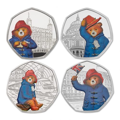 4 Coin 50p Collection Coloured Metallic Finish Decals