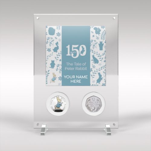 Personalised Peter Rabbit Beatrix Potter 50p Coin Display
