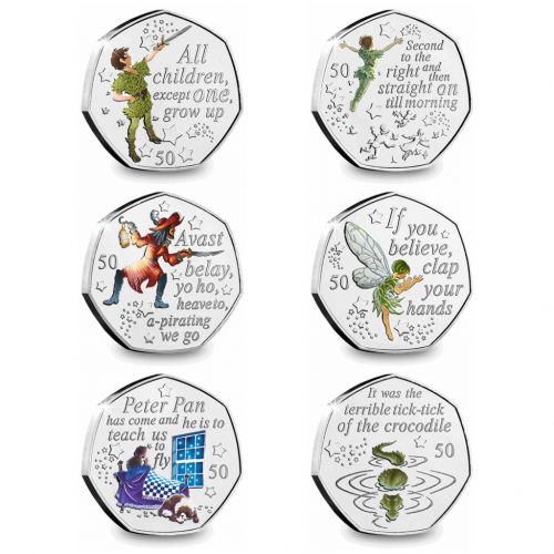 Peter Pan 2019 50p Coin BU Collection in Capsules
