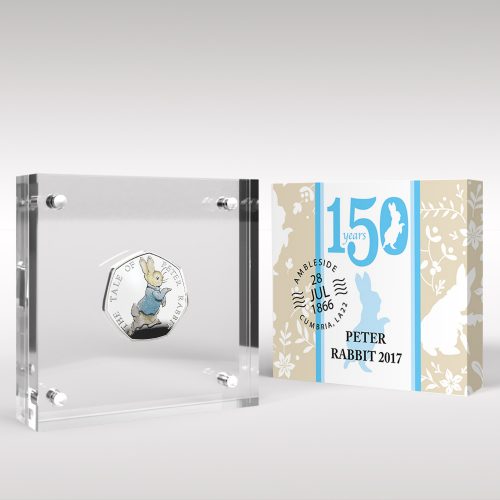 Peter Rabbit 2017 50p Coin Beatrix Potter, Silver Proof Style Display