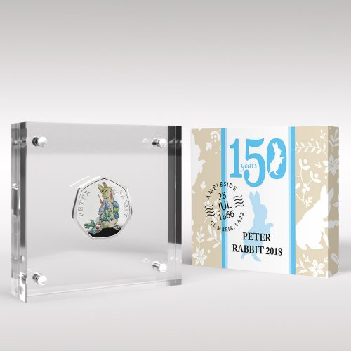 Peter Rabbit 2018 50p Coin Beatrix Potter, Silver Proof Style Display