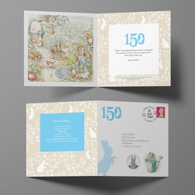Peter Rabbit 2016 50p Coloured Decal Coin + Stamp Cover, Beatrix Potter Collection - Image 8