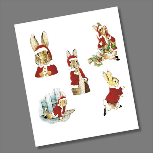 Peter Rabbit Beatrix Potter 2016-2020 Christmas Coin Decal Stickers
