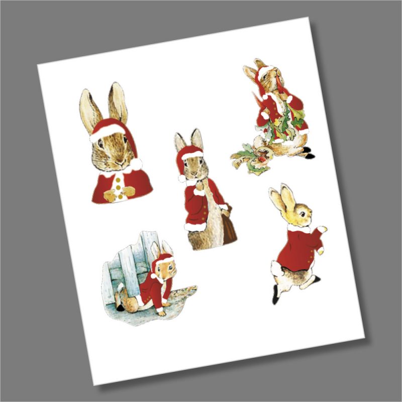 Peter Rabbit Beatrix Potter 2016-2020 Christmas Coin Decal Stickers
