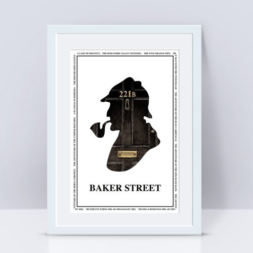 Sherlock 221b Wall Art Silhouette Print for A4 Frame