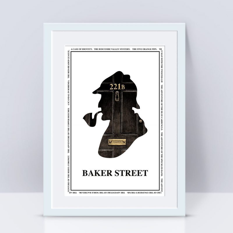 Sherlock 221b Wall Art Silhouette Print for A4 Frame