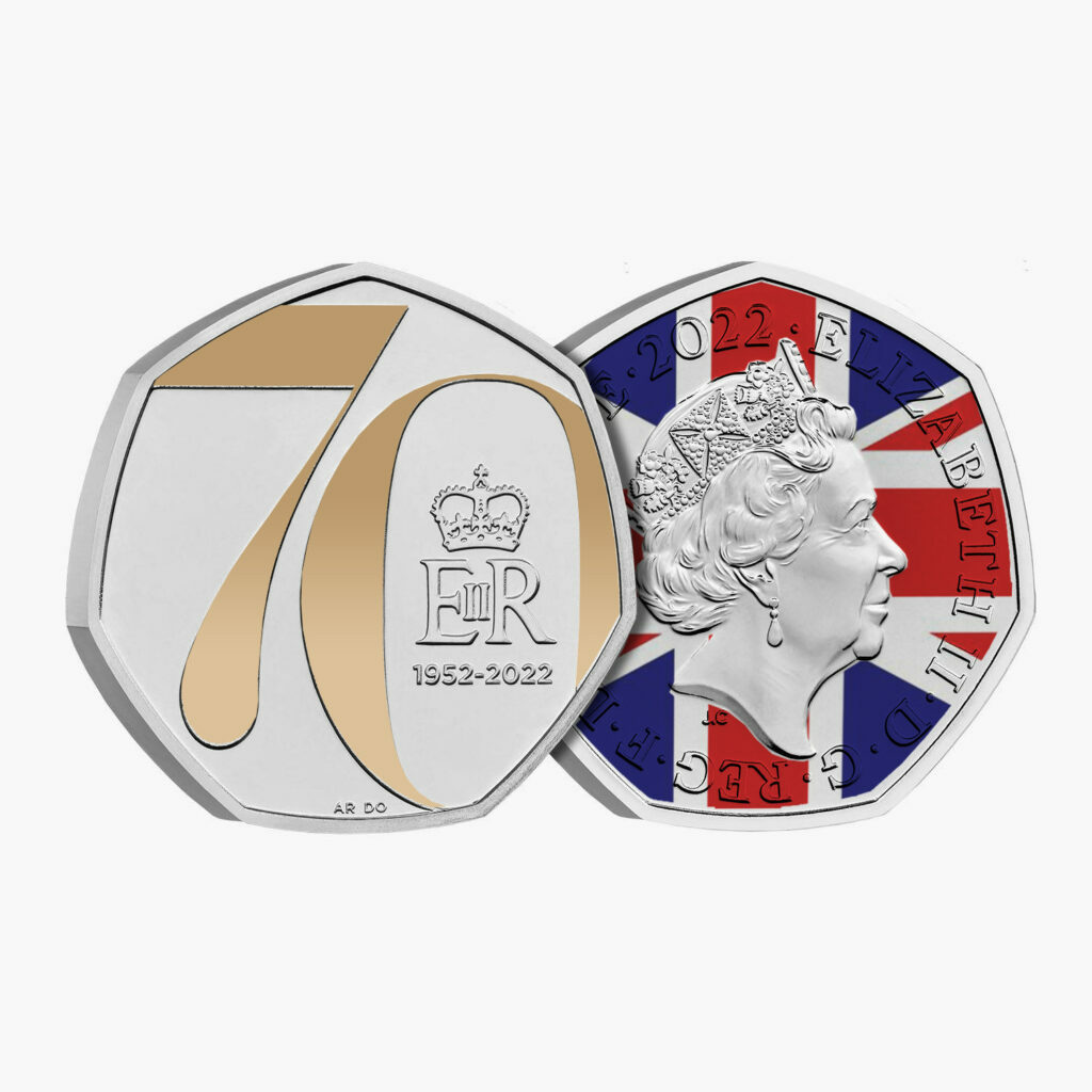 The Platinum Jubilee UK 50p Coin 2022 Gold Union Jack Uncirculated