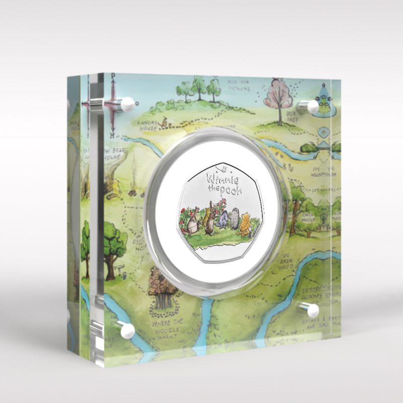Winnie the Pooh and the Gang 50p Royal Mint Coin BU Coloured Decal Display
