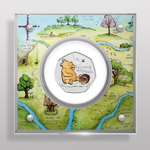 Winnie the Pooh 50p Royal Mint Coin BU Coloured Decal Display