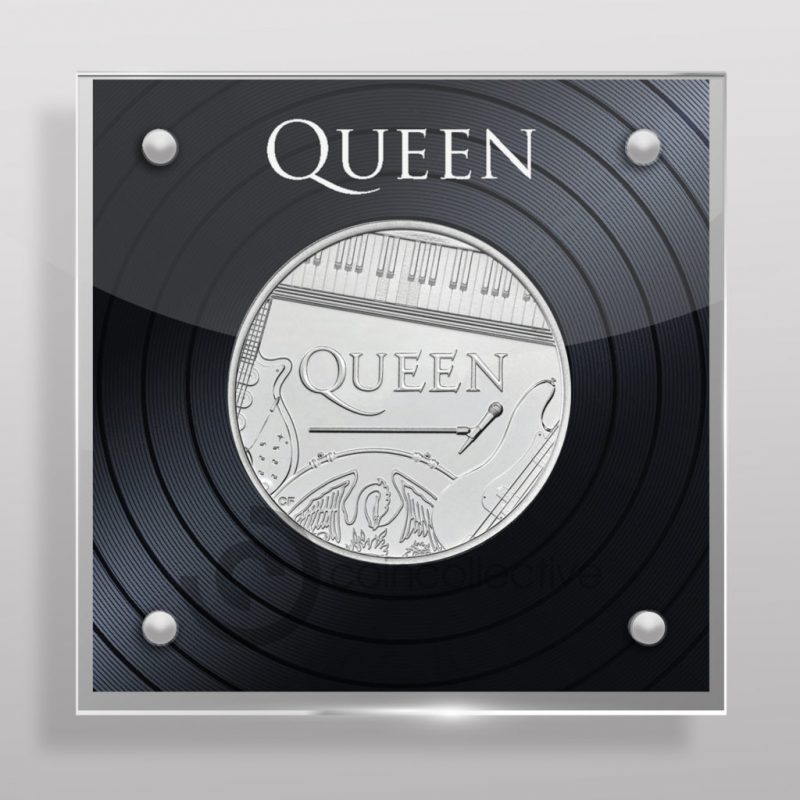 Queen Acrylic Coin Display for Five Pound Music Legends Coin