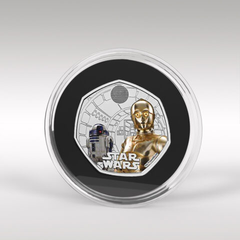 R2D2 C3PO Star Wars 50p Royal Mint 2023 Coloured Decal BU Coin 1
