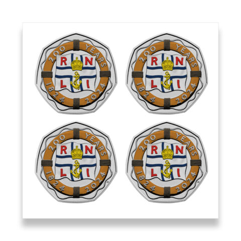 200 Years RNLI 50p Coin Decal Stickers Transparent