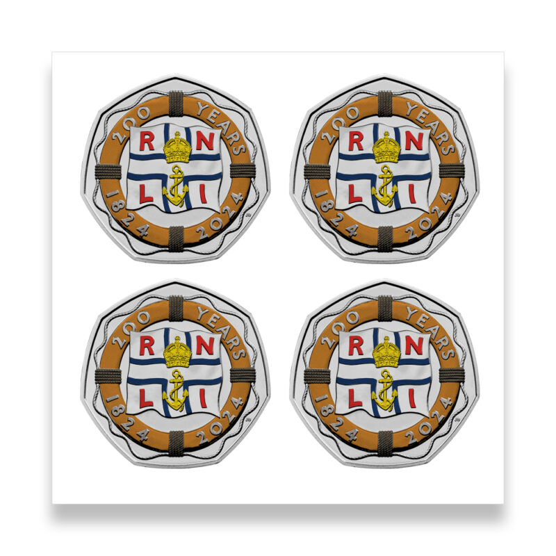 200 Years RNLI 50p Coin Decal Stickers Transparent