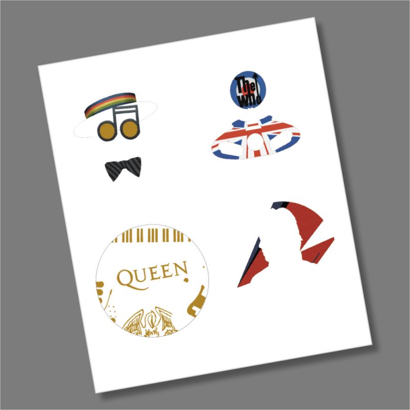 MUSIC LEGENDS £5 Coin Coloured Decal Stickers Transparent