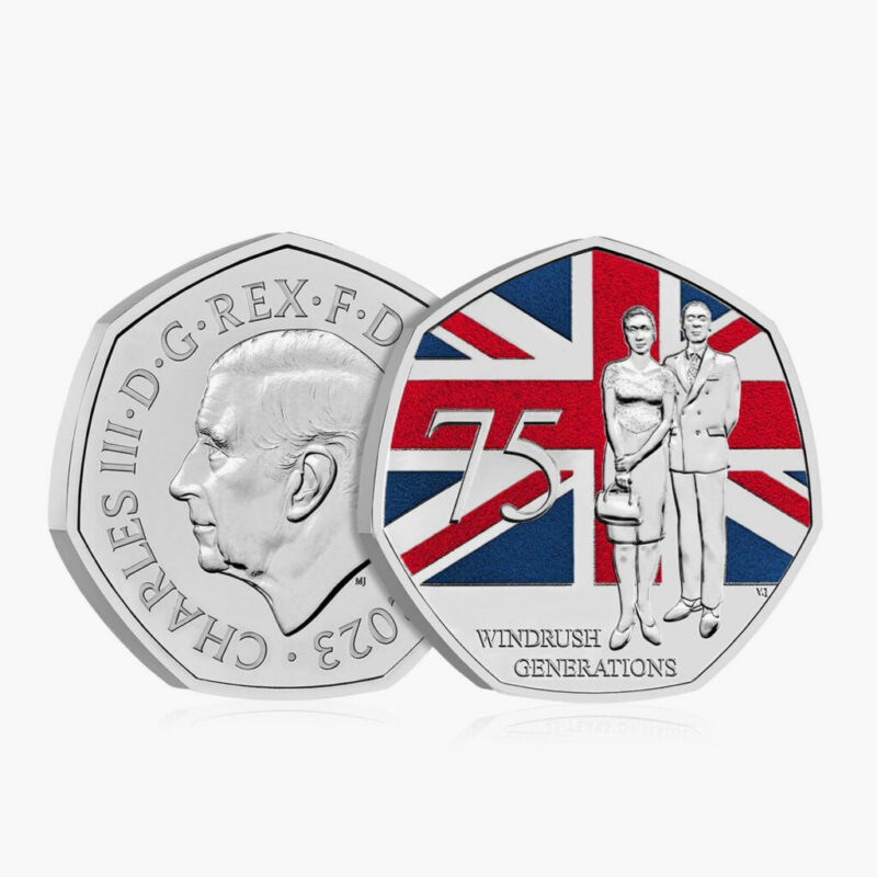 75 Years Windrush Royal Mint 2023 50p Coin Coloured Coin Decal - Image 2
